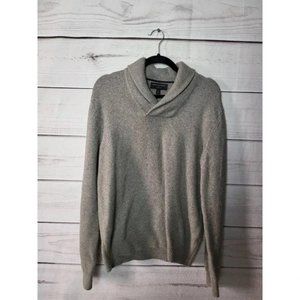 Banana Republic Mens Pullover Sweater Gray Shawl Neck Heathered Long Sleeve S